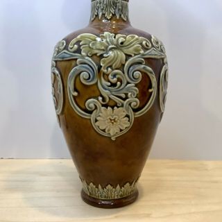 STUNNING Antique 1897 Doulton Lambeth Stoneware Vase - Ethel Hawkins - England 3