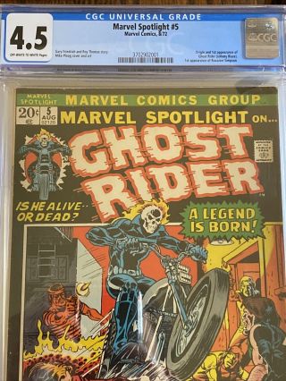 Marvel Spotlight 5 Comic Book CGC 4.  5 Origin & 1st Appearance Ghost Rider 2