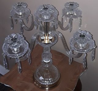 Crystal Clear Industries 24 Lead Crystal Candelabra/candle Holder W/ Prisms