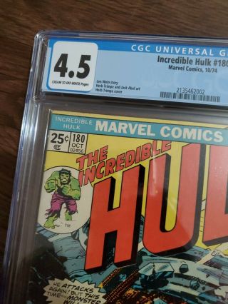 Incredible Hulk 180 First Wolverine CGC 4.  5 VG, 2