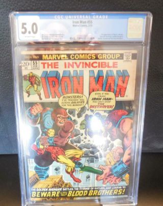 Iron Man 55 Cgc 5.  0 1st App Of Thanos 1973