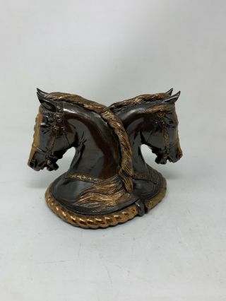Gladys Brown Dodge Inc Bronze Horse Head Bookends,  1946 Euc
