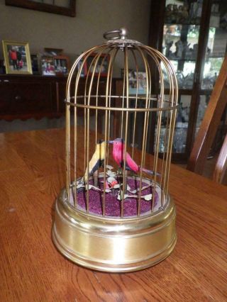 Vintage Linden 2 Birds In Cage West Germany Singing Music Box For Repair/parts