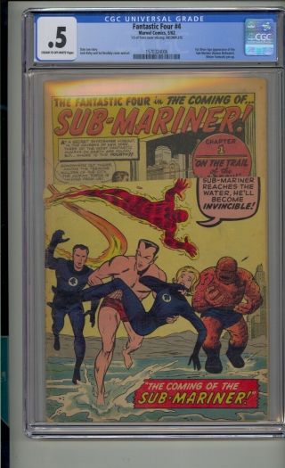 Fantastic Four 4 Cgc.  5 Stan Lee Jack Kirby 1st Silver Age Sub - Mariner Namor
