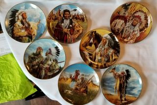 Native American Indian Heritage Plates By Paul Calle,  Franklin,  Set Of 7