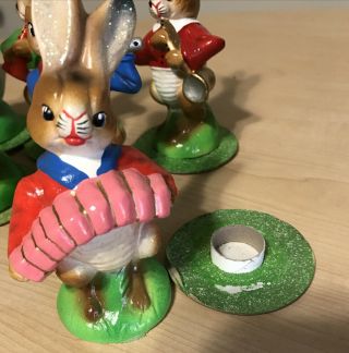 7 PC Radko Schaller Easter Rabbit Bunny Music Band Paper Mache ' d Signed Ltd Ed 2
