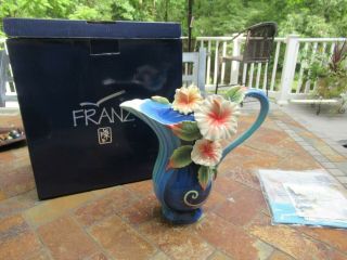 Franz The " Island Hibiscus " Flower Design Sculptured Porcelain Coffee / Tea Pot
