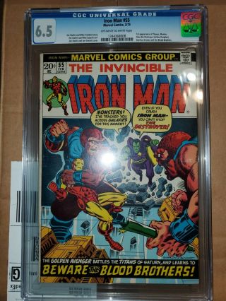 Iron Man 55 Cgc 6.  5 1st Appearance Of Thanos,  Drax,  Kronos