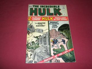 Incredible Hulk 4 Marvel 1962 Silver Age 3.  5/vg - Comic