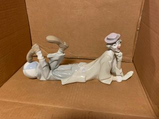 Lladro Clown With Ball Payaso Acostado Porcelain Figurine Retired 4618 15” Long