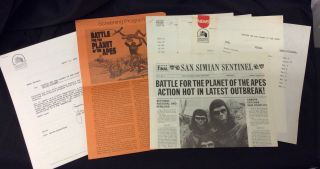1973 " Battle For The Planet Of The Apes " Press Release San Simian Sentinal Pota