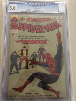 Spider - Man 10 Cgc 5.  0 Rare Off White Pages 1st Big Man & Enforcers