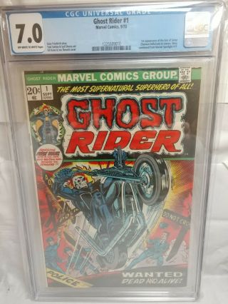 Ghost Rider 1 (cgc 7.  0 Owtw Pages) 1973 1st Daimon Hellstrom (son Of Satan)