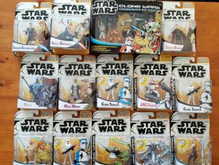 Star Wars Clone Wars Cartoon Network Action Figures - Set Of 13 Figures