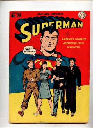 Superman 29 Dc Golden Age Comic Lois Lane Solo Story Wwii Army Navy Marine Cvr