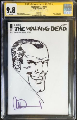 The Walking Dead 192 Blank Cover Negan Sketch Cgc 9.  8 Sig Series Charlie Adlard