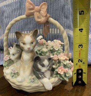 Lladro 3 Kittens In A Spring Basket - No Box