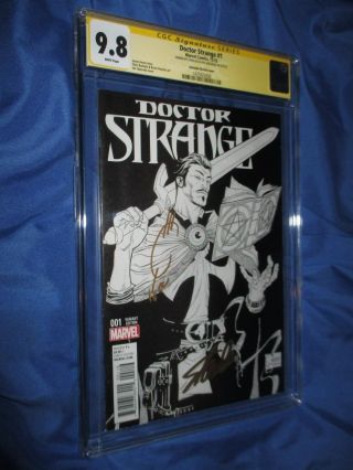 Doctor Strange 1 Cgc 9.  8 Ss Signed By Stan Lee & Joe Quesada B&w Variant 1:150