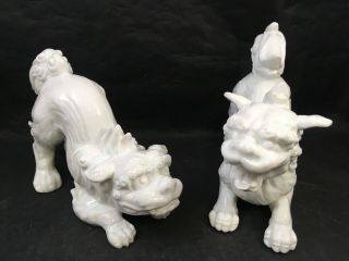 Fitz & Floyd White Porcelain Foo Dogs Guardian Lions Pair Figurines