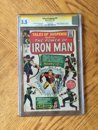 Tales Of Suspense 57 Signed By Stan Lee 1st Appearance Of Hawkeye 3.  5 Vg - Cgc
