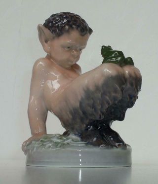 Thomsen Royal Copenhagen Denmark 1713 Porcelain Figurine Faun Pan W/ Frog