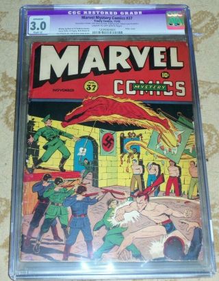 Marvel Mystery Comics 37 Cgc 3.  0 (r) 