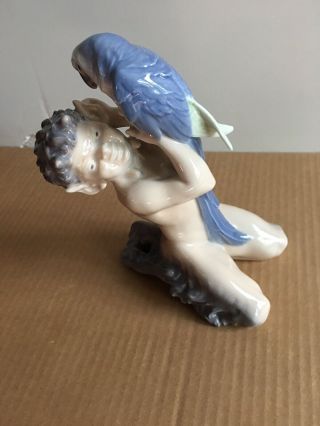 Royal Copenhagen Porcelain Figurine - Faun (pan/satyr) With Parrot 752