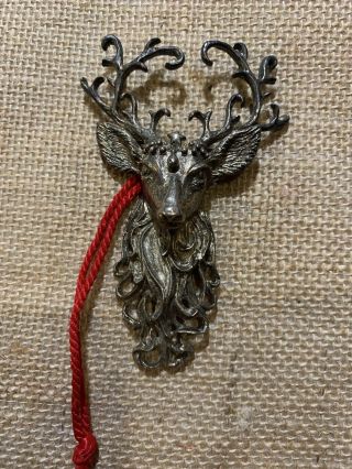 Christopher Radko Sterling Silver Regal Reindeer Pin Or Ornament