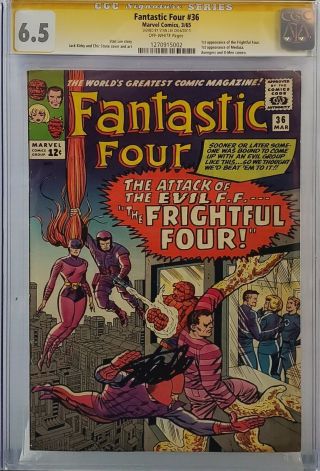 Fantastic Four 36 Cgc 6.  5 Ss Signed Stan Lee 1st Medusa Frightul Four