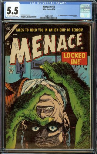 Menace 11 Cgc 5.  5 Ow/w Atlas Comics Pre - Code Horror Cover - 1st M - 11 Human Robo