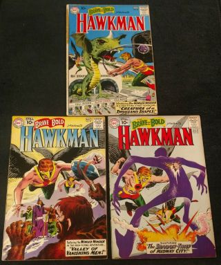Brave And Bold 34,  35,  36,  1st 3 Appearances Of Silver Age Hawkman