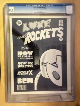 Love And Rockets 1 Cgc 9.  4 1981 Rare B&w Issue