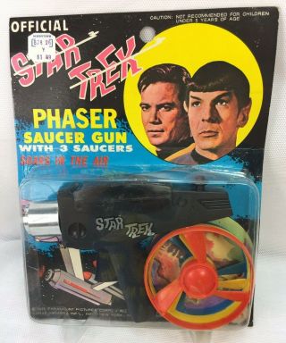 Vintage 1976 Star Trek Phaser Saucer Gun With 3 Saucers Ahi Paramount
