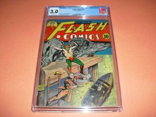 Flash Comics 15 Cgc 3.  0 From 1941 Classic Moldoff Hawkman Cover Not Cbcs