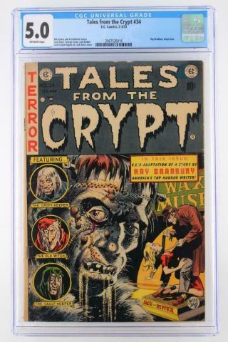 Tales From The Crypt 34 - Cgc 5.  0 Vg/fn - Ec 1953 - Ray Bradbury Adaptation