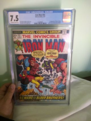 Iron Man 55 Cgc 7.  5 (ow) 1st Appearance Of Thanos & Drax & Starfox