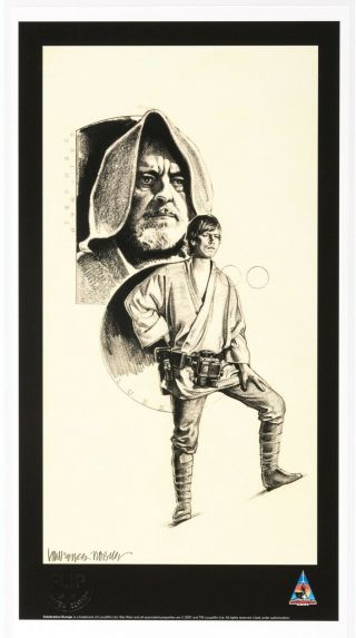 2007 " Luke Skywalker & Obi - Wan Kenobi " Signed Limited Ed Print 68/100 Star Wars