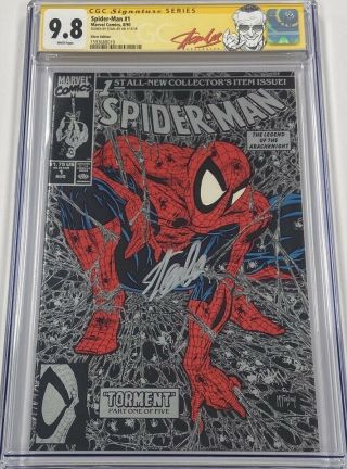 Marvel Spiderman 1 Mcfarlane Torment Silver Edition Signed Stan Lee Cgc 9.  8 Ss
