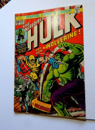 Incredible Hulk 181 1st Wolverine Vg 4.  0 Off - White 11/74 Cockrum Art No Resto