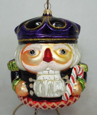 Christopher Radko Purple Crunch Nutcracker Blown Glass Christmas Ornament & Box