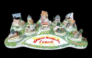 David Winter Cameos 13 Piece Cottages 13 " Diorama Display Boxes & Coas 1992