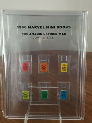 1966 Marvel Mini Books The Spider - Man Set Of 6 Colors In Clear Display