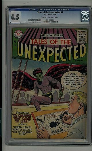 Tales Of The Unexpected 1 Dc Comics Key 1956 Unrestored Cgc 4.  5