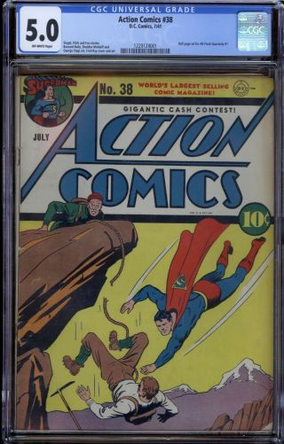 Action Comics 38 Cgc 5.  0 1941 Off White Pages