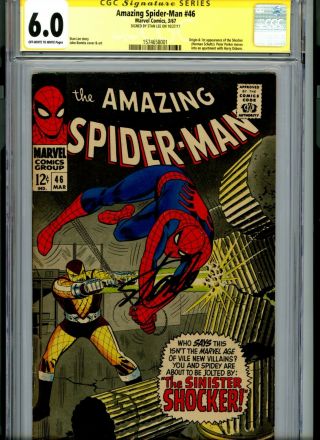 Spider - Man 46 - First Shocker Cgc 6.  0 - Signed By Stan Lee