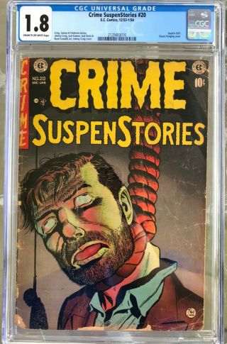 Crime Suspenstories 20 (1953 - 1954) Cgc 1.  8 - - Classic Craig Hanging Cover; Soti