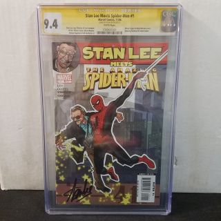 Stan Lee Meets Spider - Man 1 Cgc 9.  4 Ss Signed Stan Lee Fantasy 15 Swipe