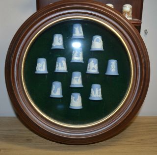Set Of 12 - Wedgwood Fairy Tales Thimbles - Includes Wall Display Case