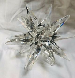 Vintage Swarovski Star Burst Crystal Candle Holder Signed 3 1/2 " H,  4 " W