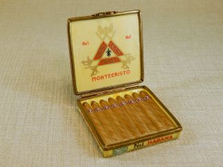 Limoges France Hand Painted Hinged Cigar Box,  Montecristo - No 1 Habana